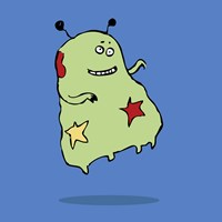 Cute Green Alien Framed Print