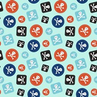 Pirate Badge Pattern Blue Fine Art Print