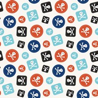 Pirate Badge Pattern Cream Framed Print