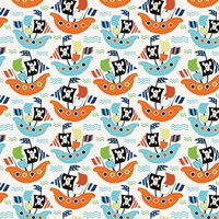 Pirate Ship Pattern Cream Fine Art Print