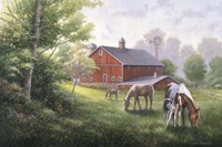 Country Road W/ Horses/Barn Fine Art Print