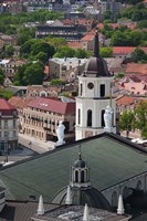Royal Palace and Vilnius Cathedral, Gediminas Hill elevated view of Old Town, Vilnius, Lithuania by Walter Bibikow - various sizes