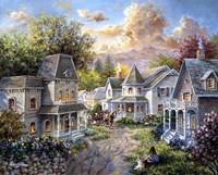 Main Street Along A Country Village Fine Art Print