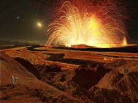 Future astronauts observe an eruption on Io, Jupiter's super-volcanic Moon Fine Art Print