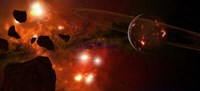 Young Planet with Asteroids Fine Art Print