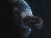 Asteroid in Front of the Earth I Fine Art Print