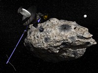 Galileo spacecraft discovering Asteroid 243 Ida and its Moon, Dactyl Fine Art Print