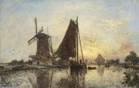 Boats Near The Windmill, Holland, 1868 Fine Art Print