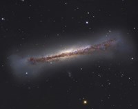 NGC 3628, an unbarred spiral galaxy in the Constellation Leo Fine Art Print