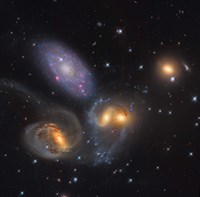 Stephan's Quintet, a grouping of galaxies in the Constellation Pegasus Fine Art Print