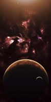 A barren world passes in front of a large and complex Nebula Fine Art Print