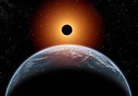 A total Eclipse of the Sun as seen from being in Earth's orbit Fine Art Print