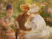 On The Terrace In Sevres With The Painter Henri Fantin-Latour by Marie Bracquemond - various sizes
