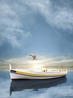The White Boat in the Sunset Fine Art Print