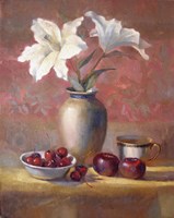 Lilies With Plums and Cherries Fine Art Print