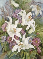 Lilies And Asters Fine Art Print