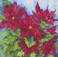 Red Oak Leaf Poinsettias Fine Art Print