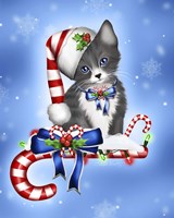 Candy Cane Kitten Framed Print