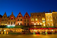 Cafes in Marketplace in Downtown Bruges, Belgium Fine Art Print