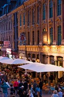 French Flanders Cafes at Dusk Fine Art Print