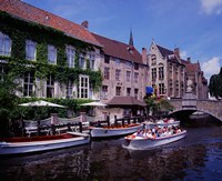 Tourist Boats, Bruges, Belgium Fine Art Print