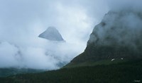 Misty Peak And Green Cliff Fine Art Print