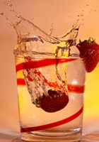 Strawberry Splash In Red Swirl Glass I Fine Art Print