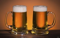 Beer Mug Duo On Bar Framed Print