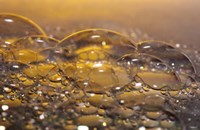 Water Bubbles Reflecting Yellow Fine Art Print
