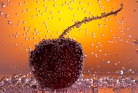 Cherry Underwater Covered In Water Drops II Fine Art Print