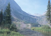 Misty Mountains And Shadow River Fine Art Print