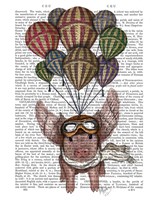 Pig And Balloons Framed Print