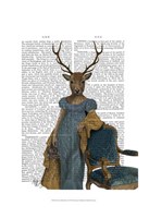 Deer In Blue Dress Framed Print