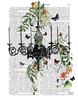 Chandelier With Vines and Butterflies Fine Art Print