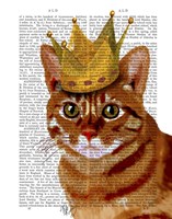 Ginger Cat with Crown Portrai Fine Art Print