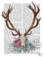 Deer Skull With Flowers 1 Fine Art Print