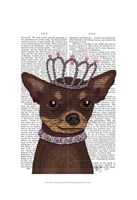 Brown Chihuahua And Tiara Framed Print