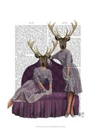 Deer Twins in Purple Framed Print