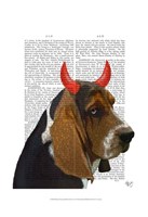 Basset Hound and Devil Horns Framed Print