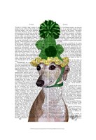 Greyhound in Green Knitted Hat Fine Art Print