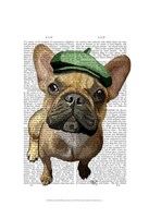 Brown French Bulldog with Green Hat Fine Art Print