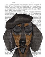 Hipster Dachshund Black and Tan Fine Art Print