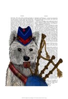 West Highland Terrier and Bagpipes Framed Print