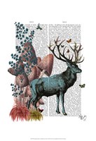 Turquoise Deer in Mushroom Forest Fine Art Print