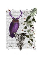 Purple Owl With Antlers Fine Art Print