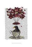 Blackbird In Teacup Fine Art Print