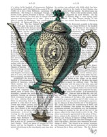Flying Teapot 1 Green and Yellow Fine Art Print