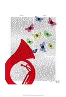 Tuba with Butterflies Framed Print