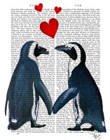 Penguins With Love Hearts Fine Art Print