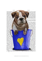Bulldog Bucket Of Love Blue Framed Print